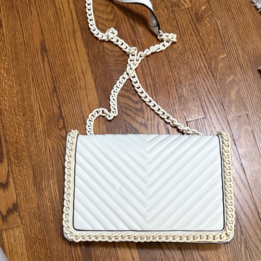 Aldo Cream Chevron Quilted Crossbody Bag